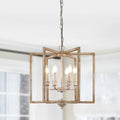 6-Light Solid Wood Chandelier Adjustable Pendant Lighting for Dining Room Bedroom Kitchen Island
