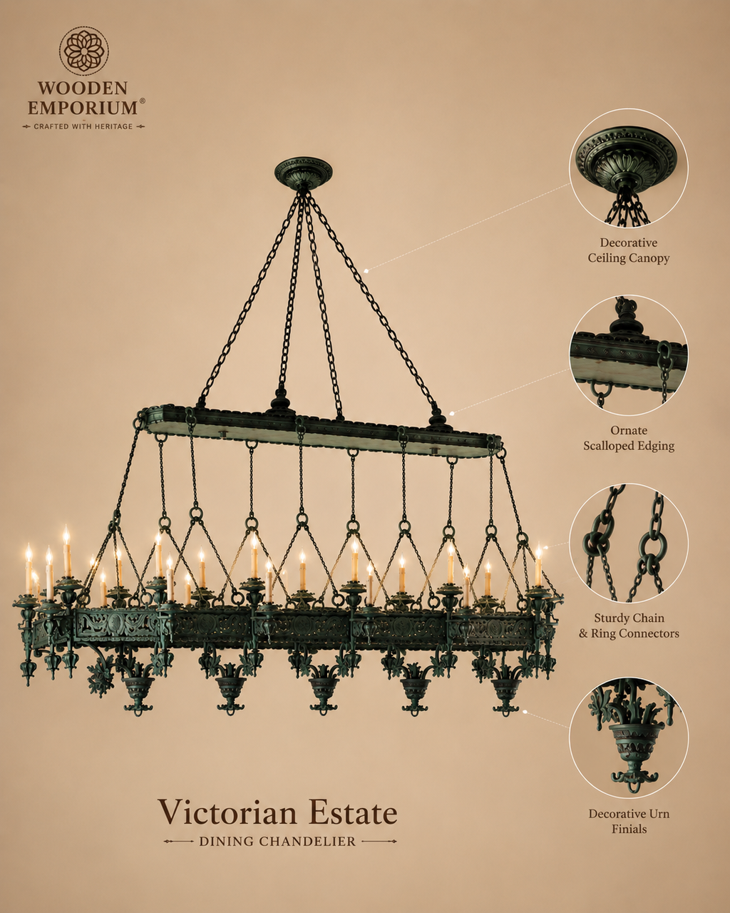 Victorian Estate Antique Dining Chandelier