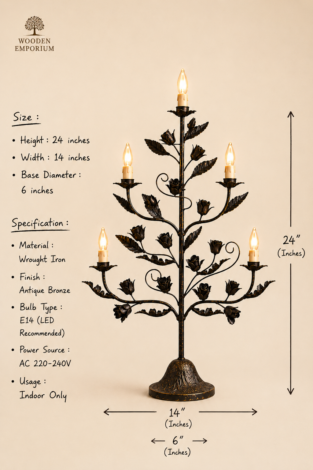 Victorian Rose Tree Lamp