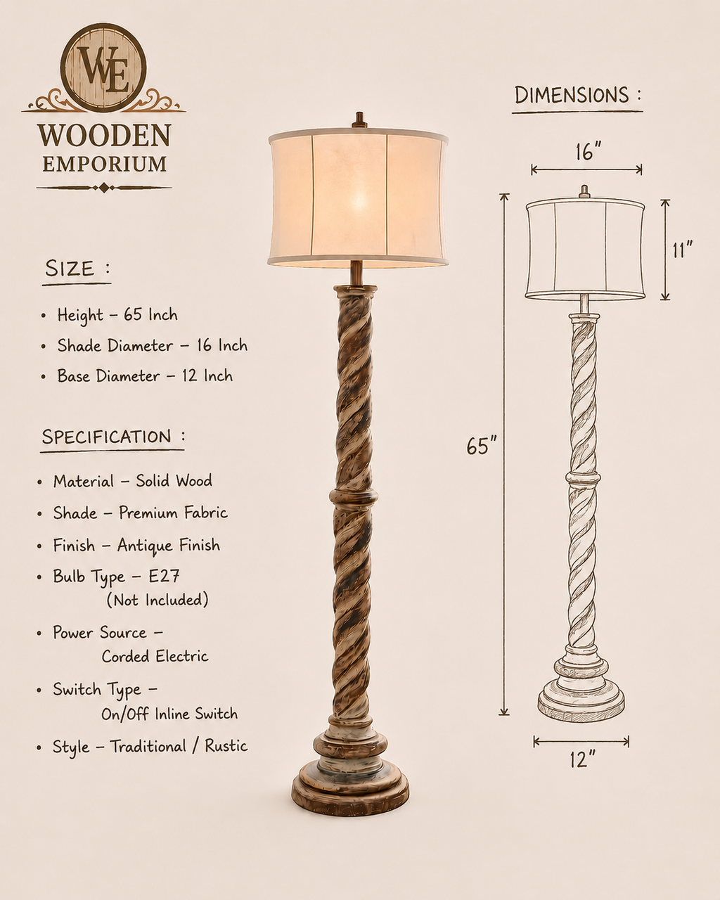 Twisted Timber Floor Lamp
