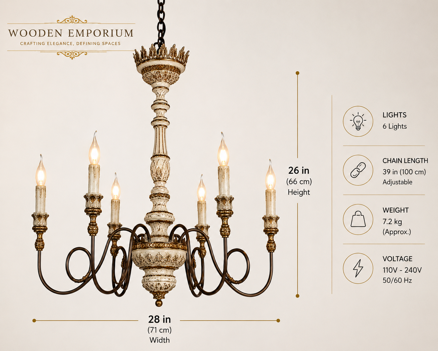 Wooden Emporium Regal Crown Heritage Chandelier