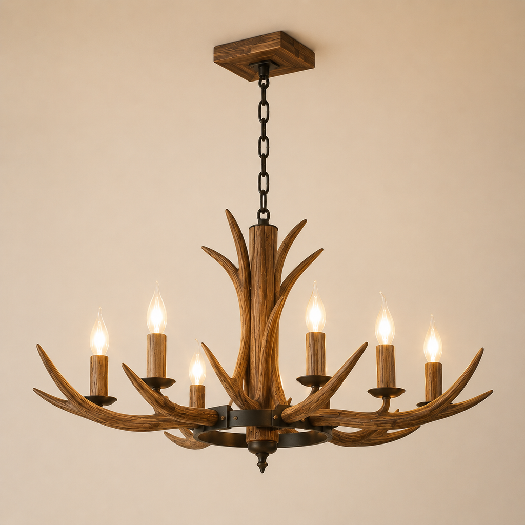 Forest Flame Rustic Chandelier
