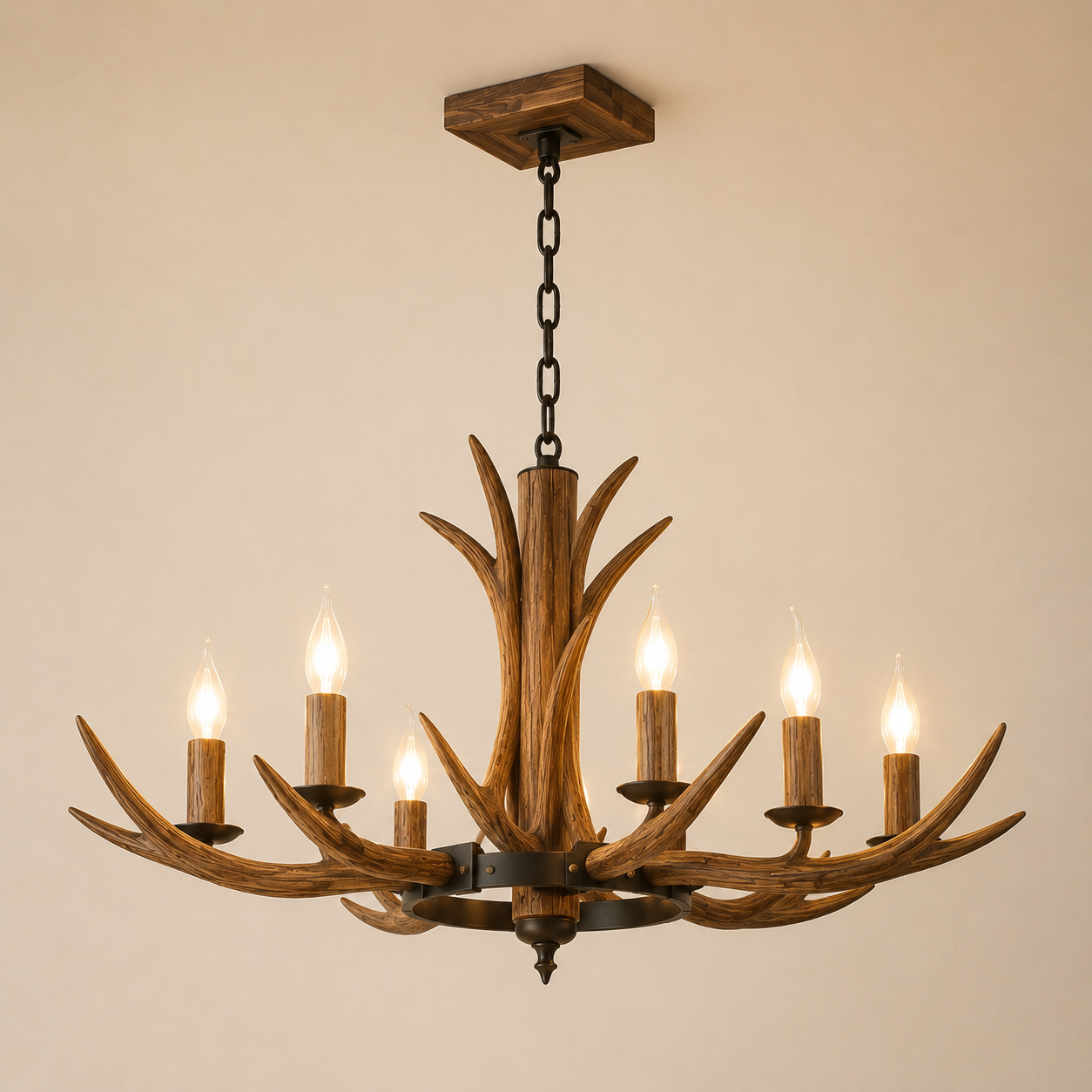 Forest Flame Rustic Chandelier