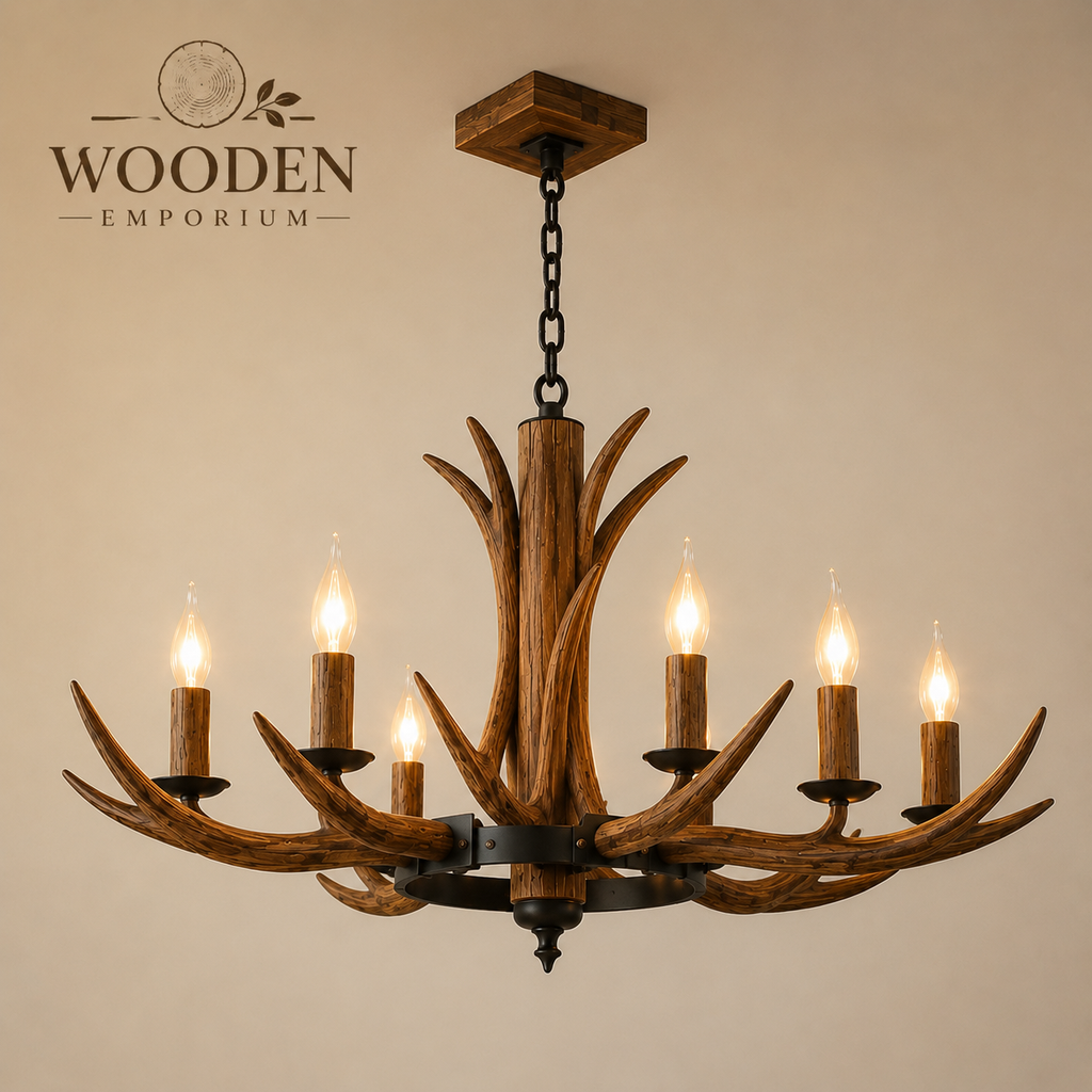 Forest Flame Rustic Chandelier