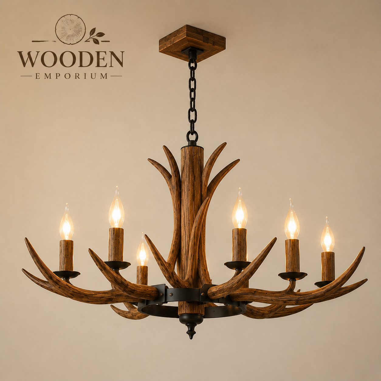 Forest Flame Rustic Chandelier
