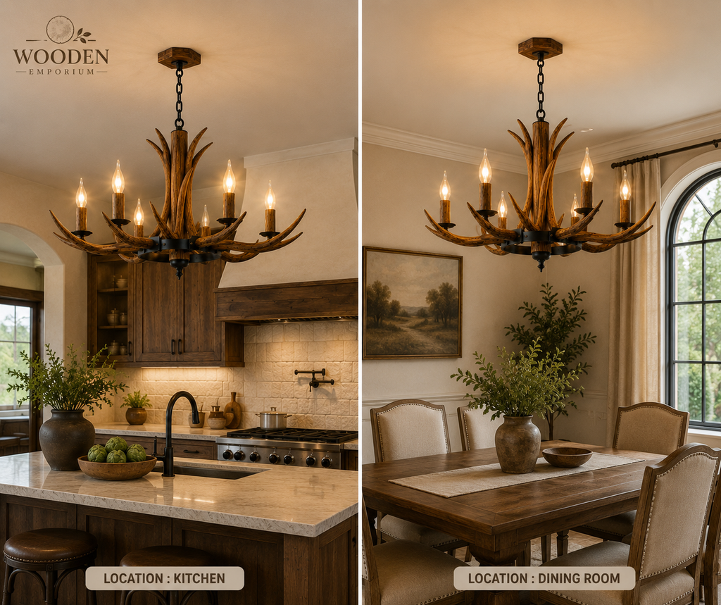 Forest Flame Rustic Chandelier