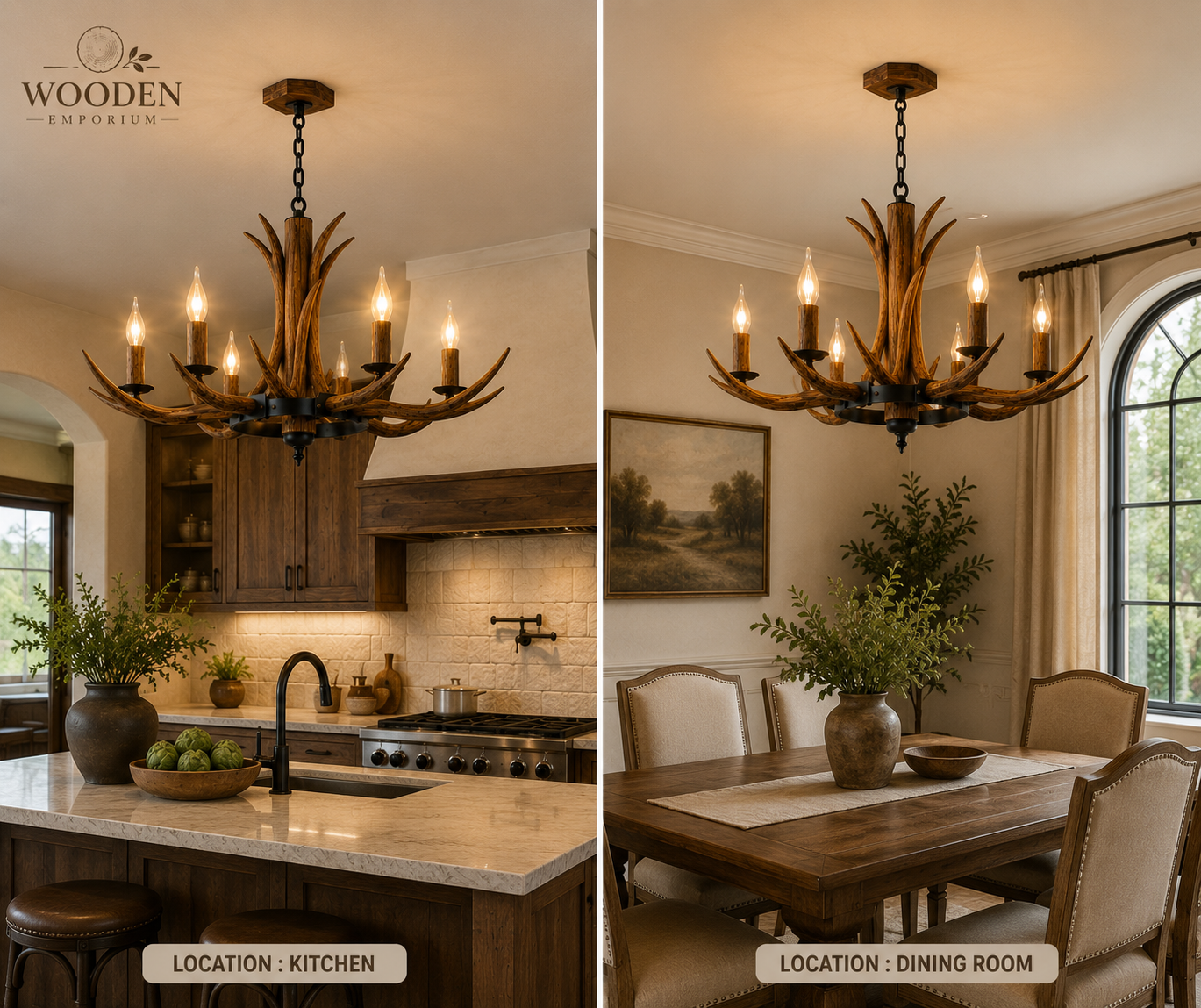 Forest Flame Rustic Chandelier