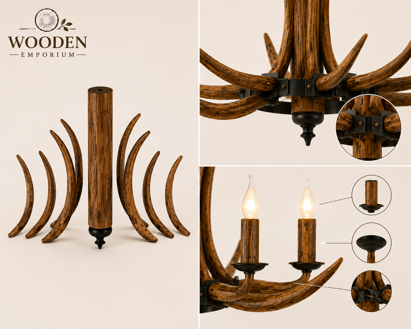Forest Flame Rustic Chandelier
