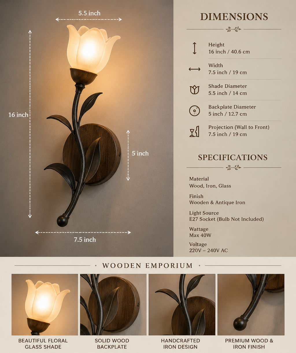 Woodland Tulip antique wall light