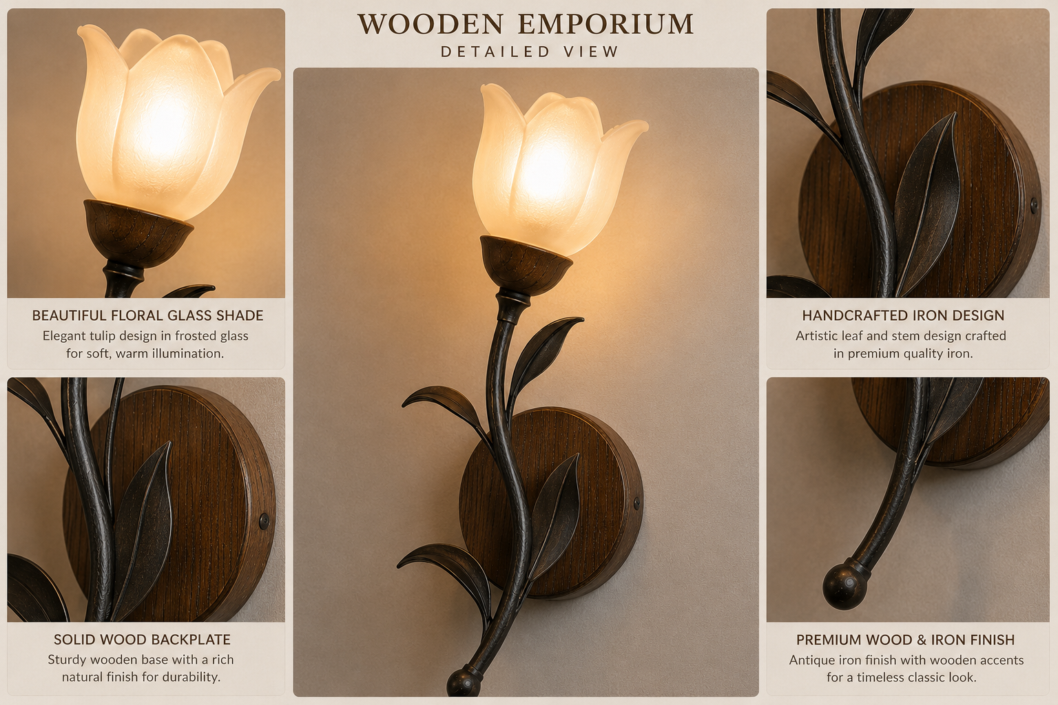 Woodland Tulip antique wall light