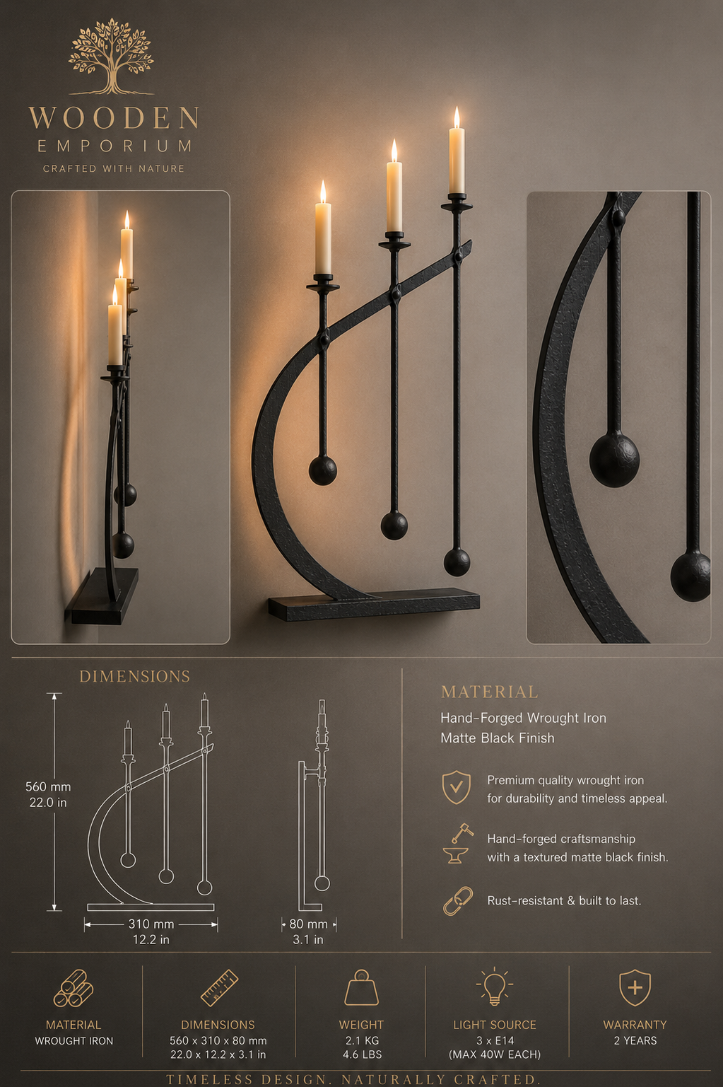 Lunar Curve Wall Light by wooden emporium