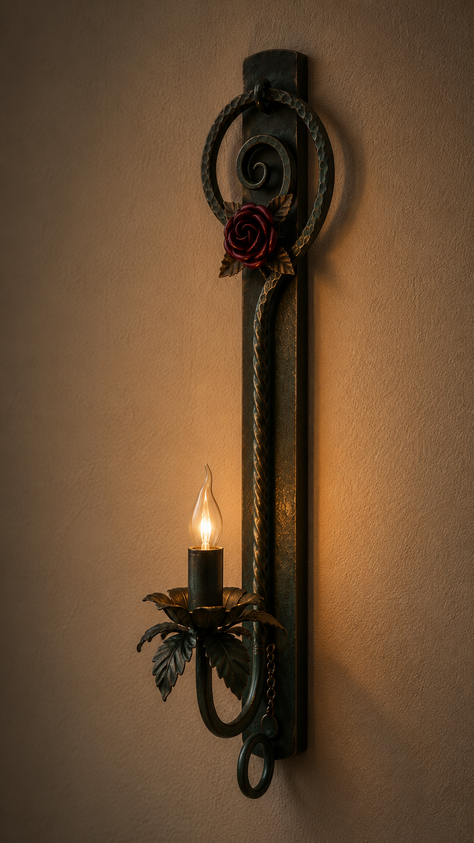 Rose Spiral Wall Sconce handcrafted light