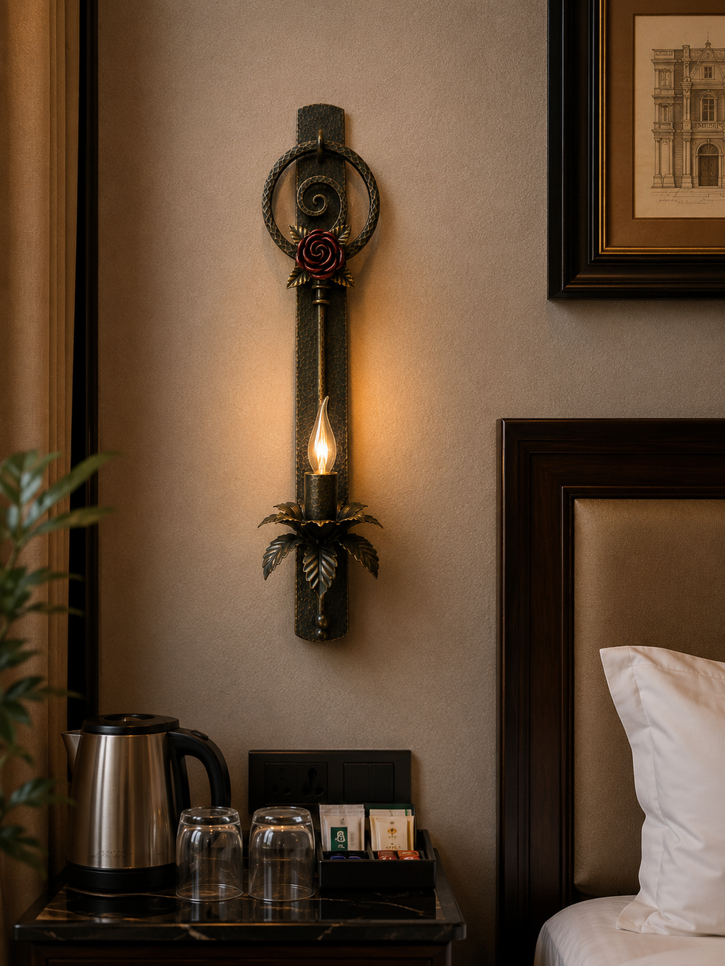 Rose Spiral Wall Sconce handcrafted light