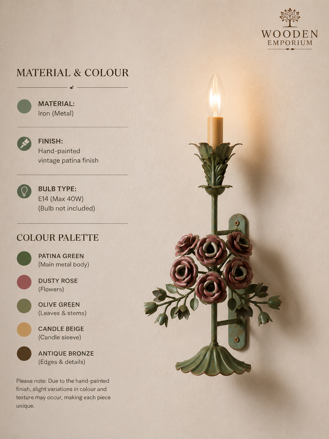 Florentia Wall Light by wooden emporium