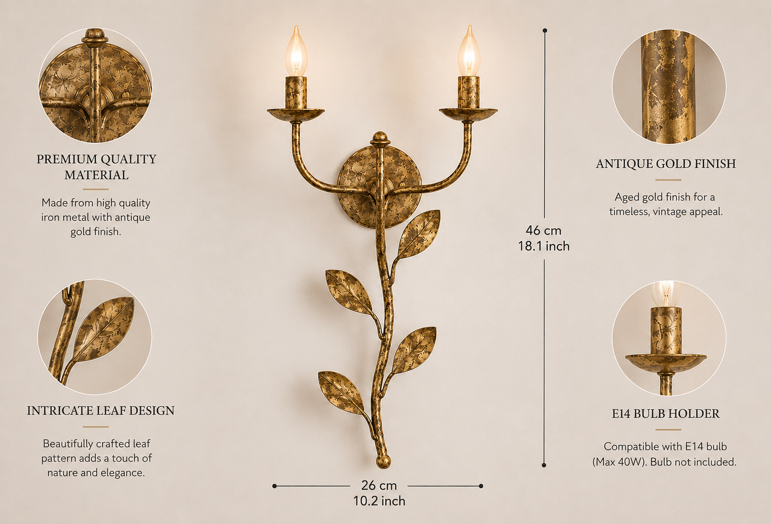 Imperial Vine Gold Wall Light