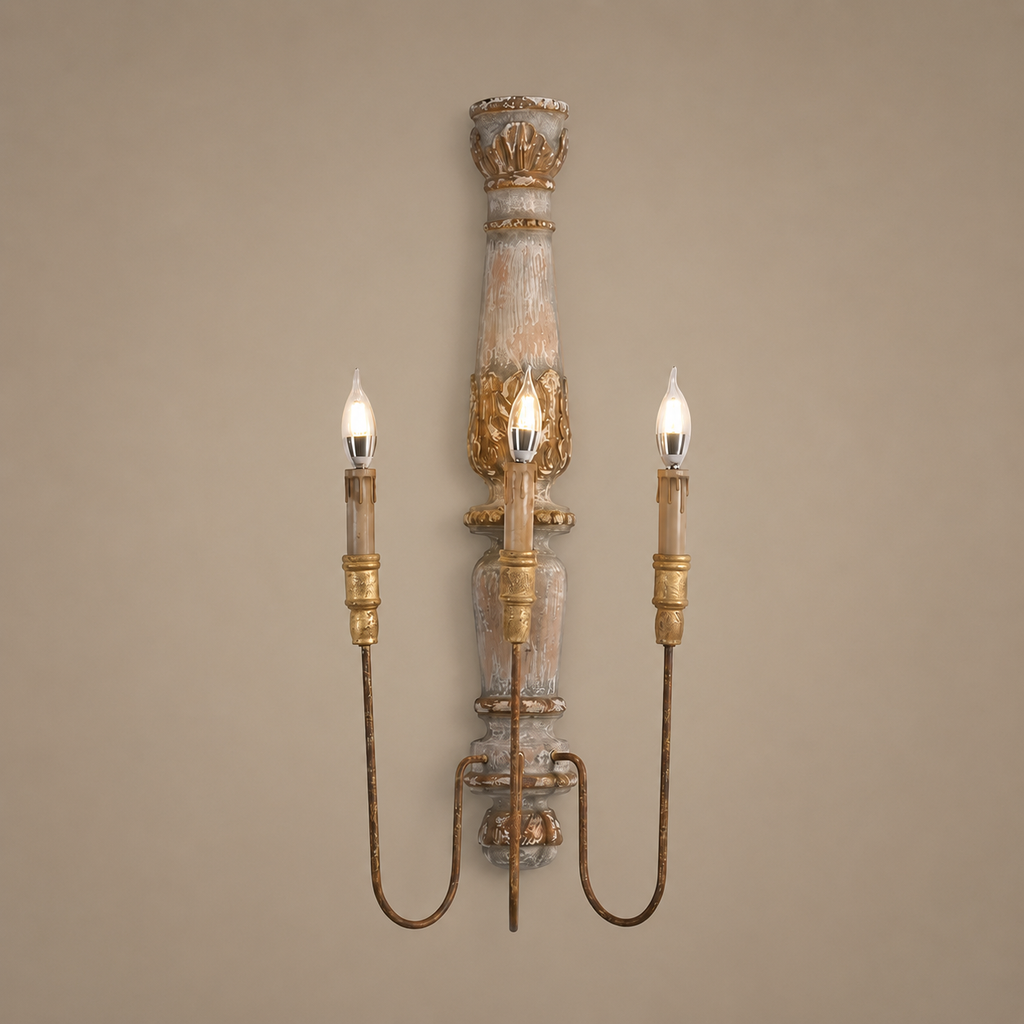 Wooden Crown Wall Lamp