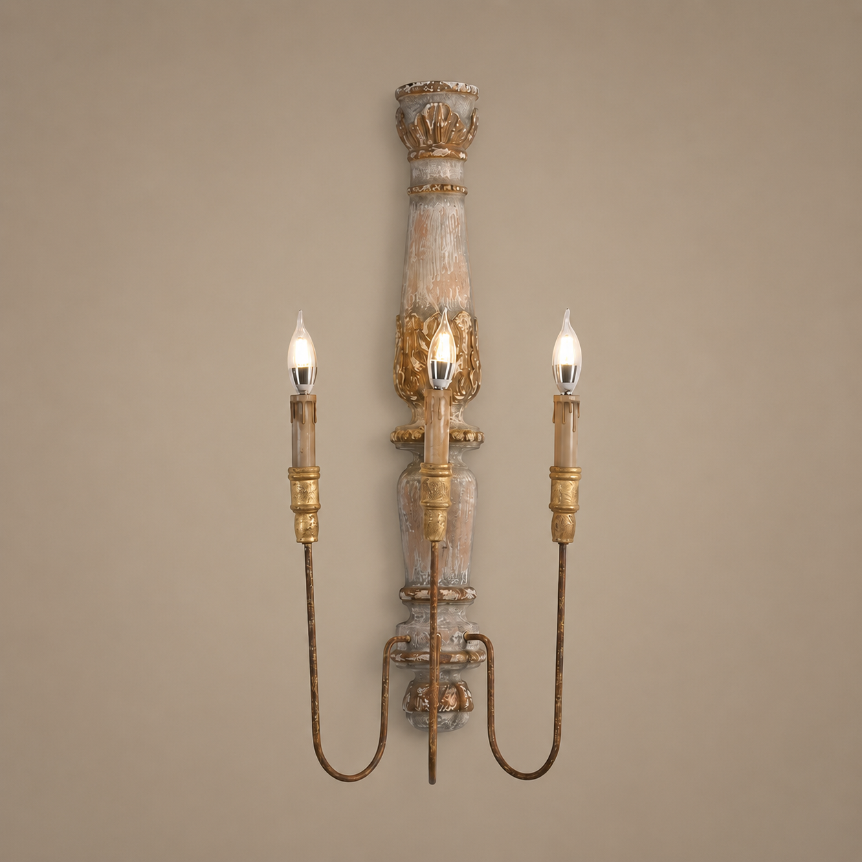 Wooden Crown Wall Lamp