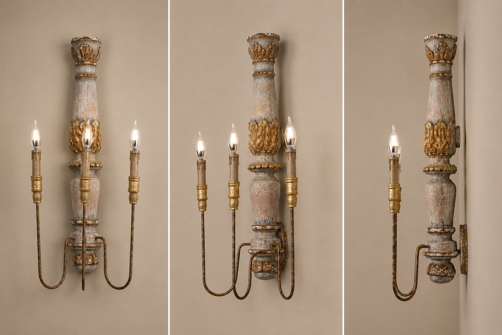 Wooden Crown Wall Lamp