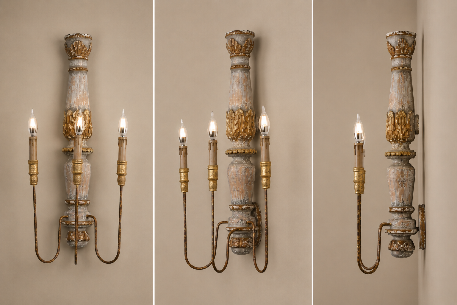 Wooden Crown Wall Lamp