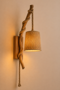 Rustic rope wood wall scone