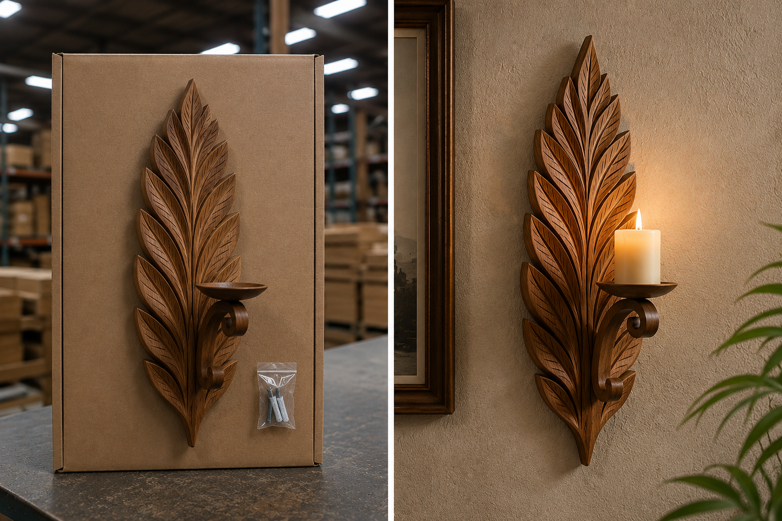 Carved Leaf Wall Decor