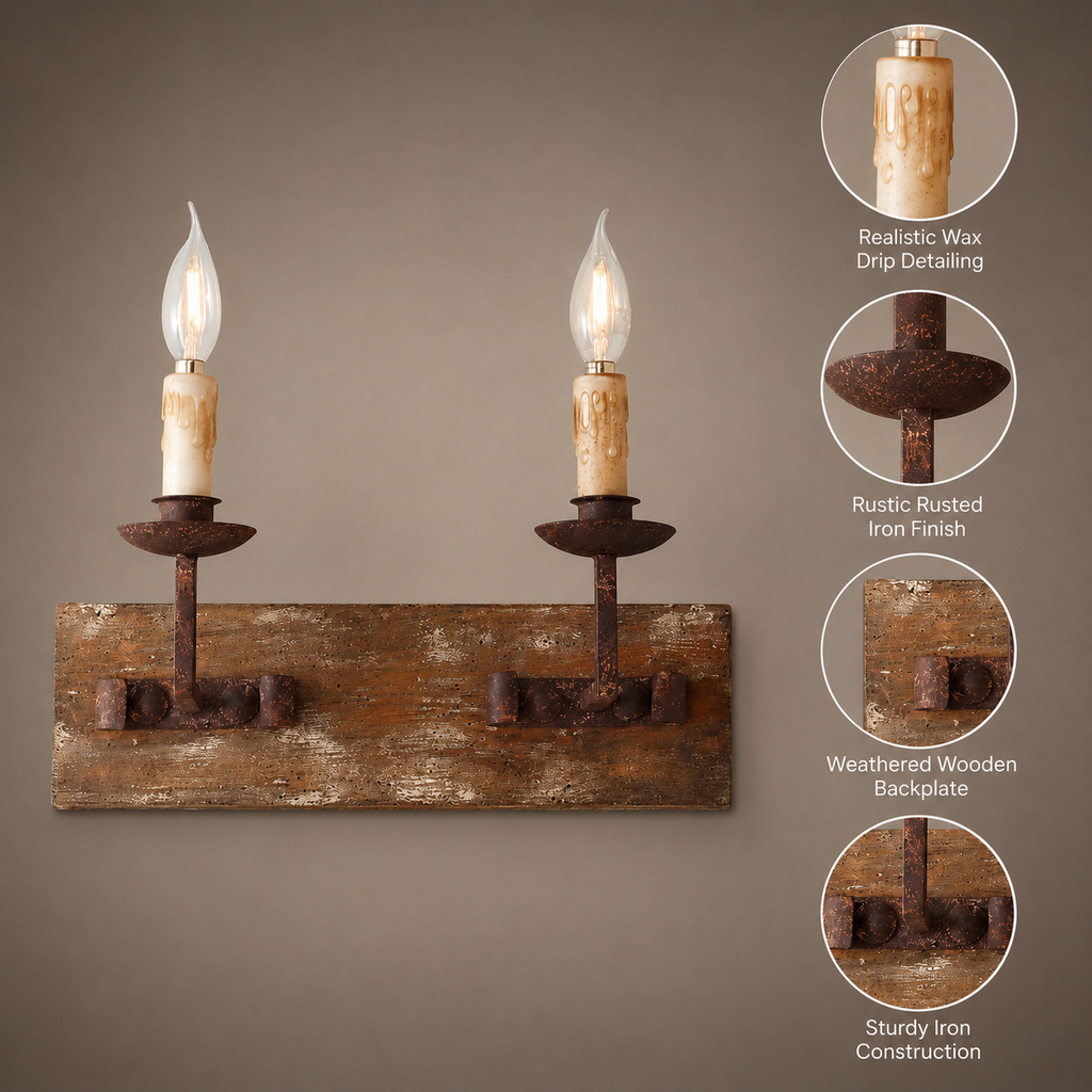 Old Timber Candle Wall Sconce