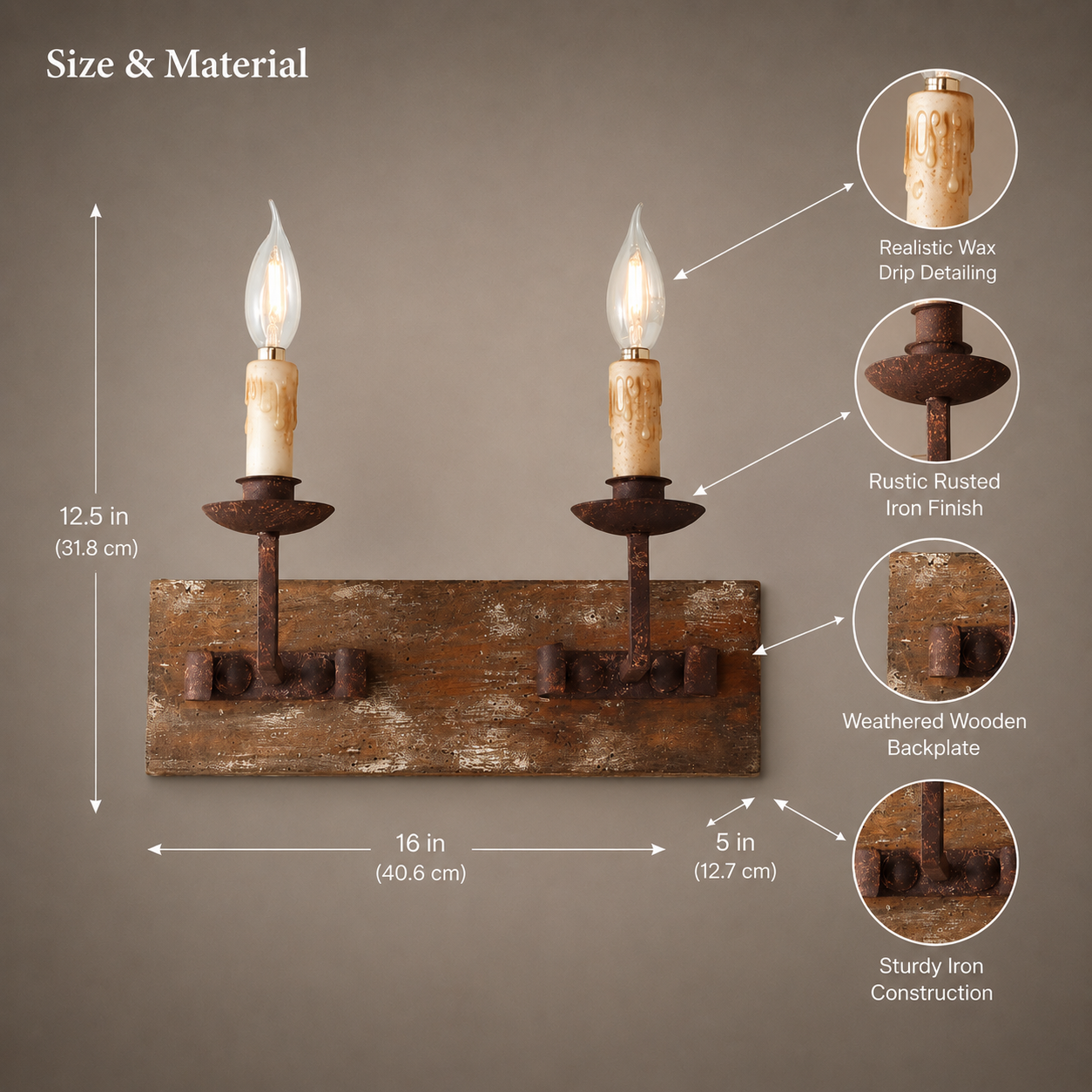 Old Timber Candle Wall Sconce