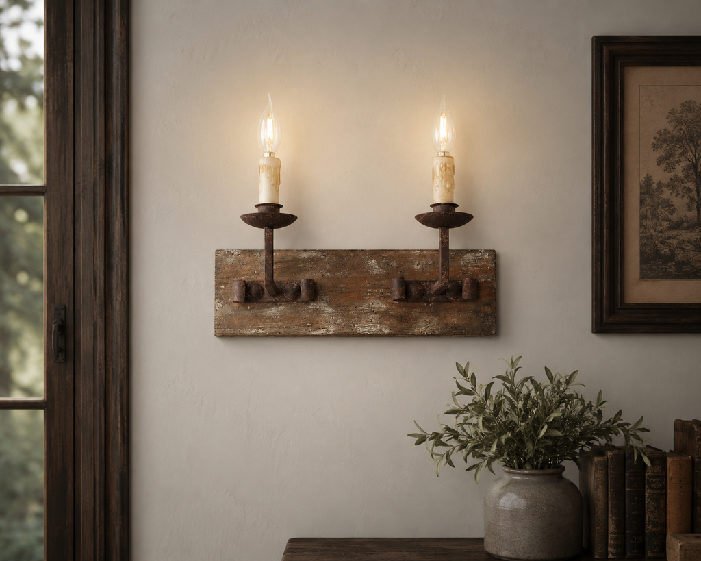 Old Timber Candle Wall Sconce