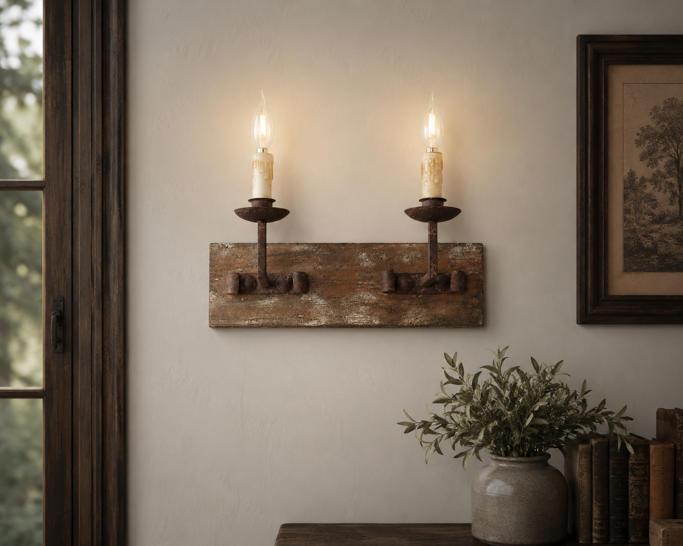 Old Timber Candle Wall Sconce