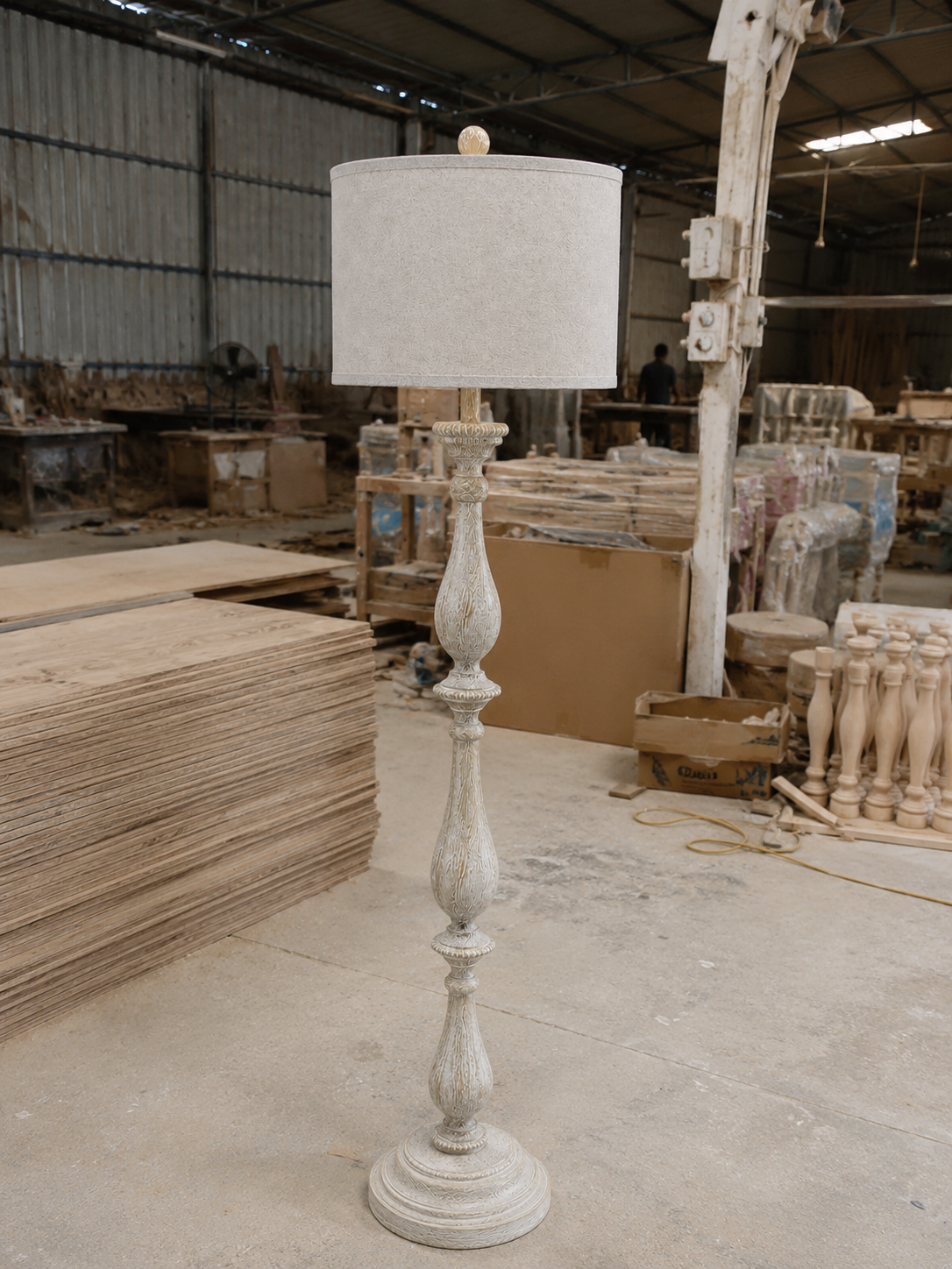 Whitewash Heritage Floor Lamp