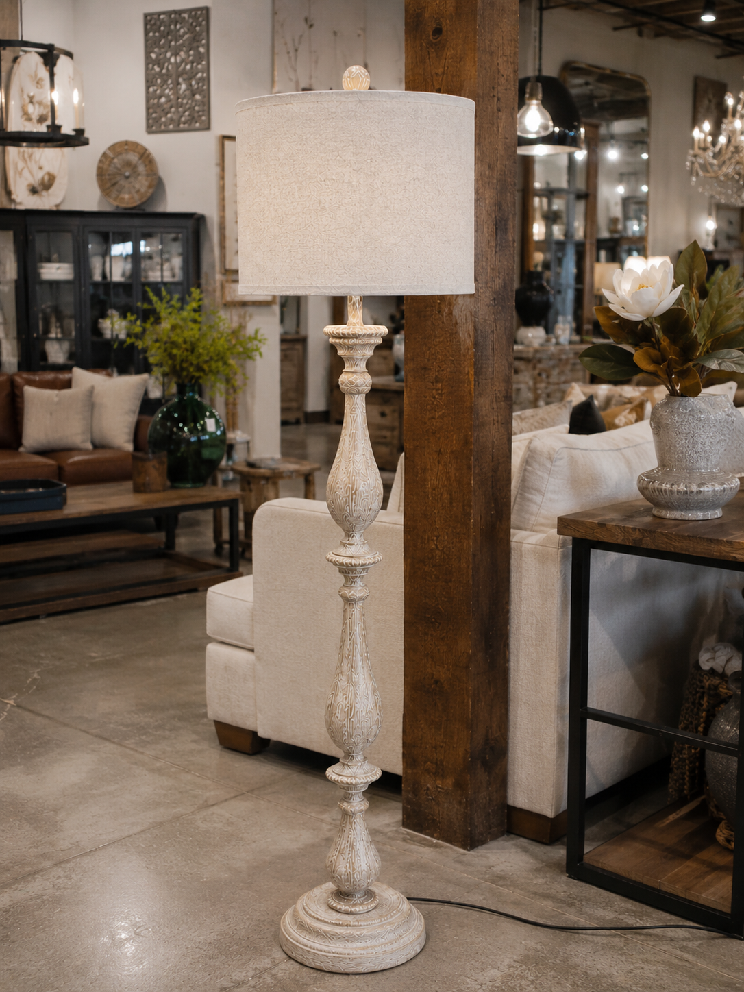 Whitewash Heritage Floor Lamp
