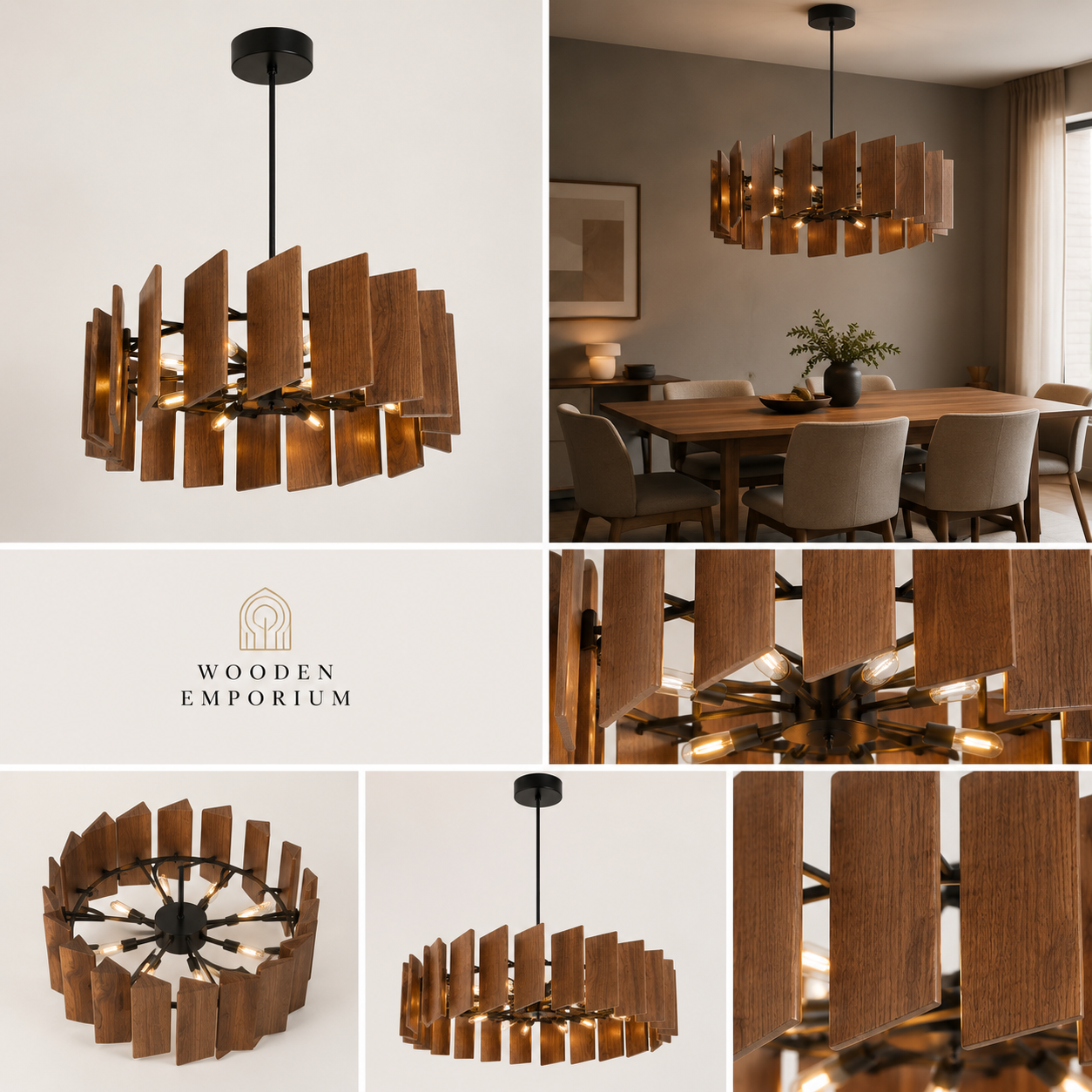 Wooden Emporium – Timber Forge Halo Chandelier