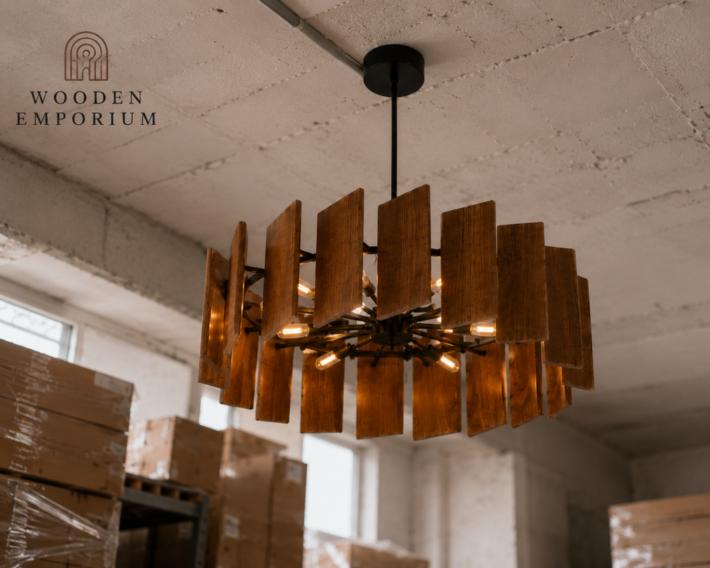 Wooden Emporium – Timber Forge Halo Chandelier