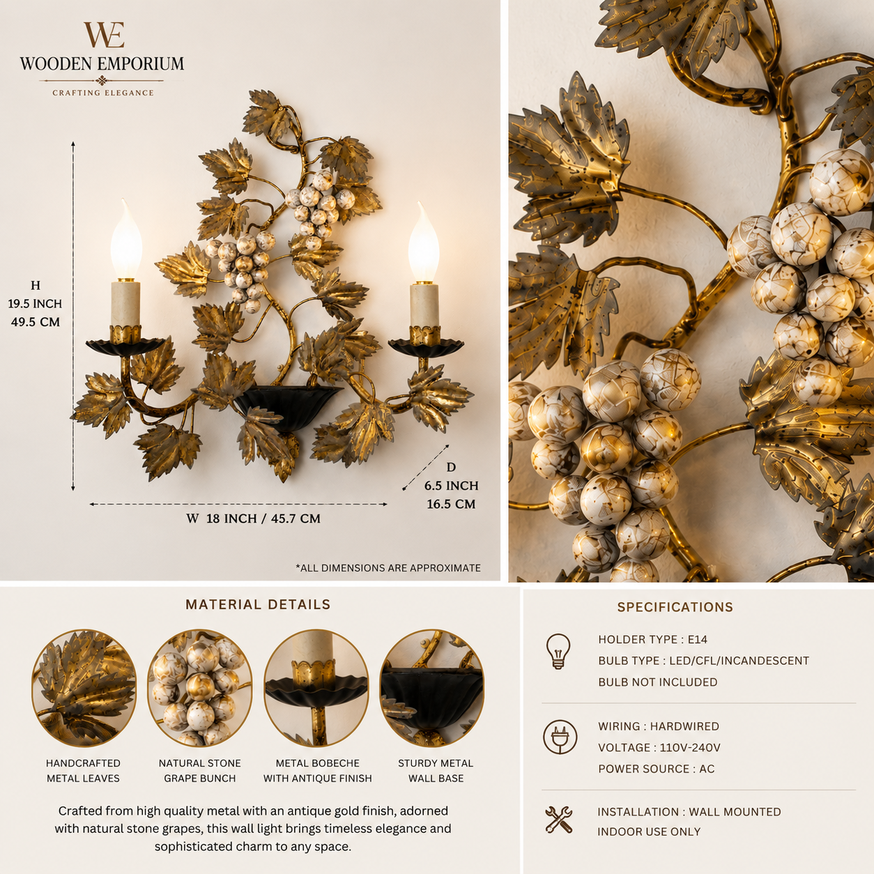 Antique Grapevine Wall Light