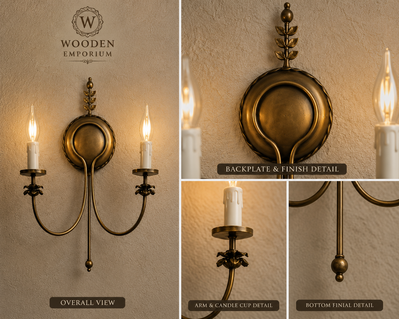 Heritage Brass Candle Wall Light