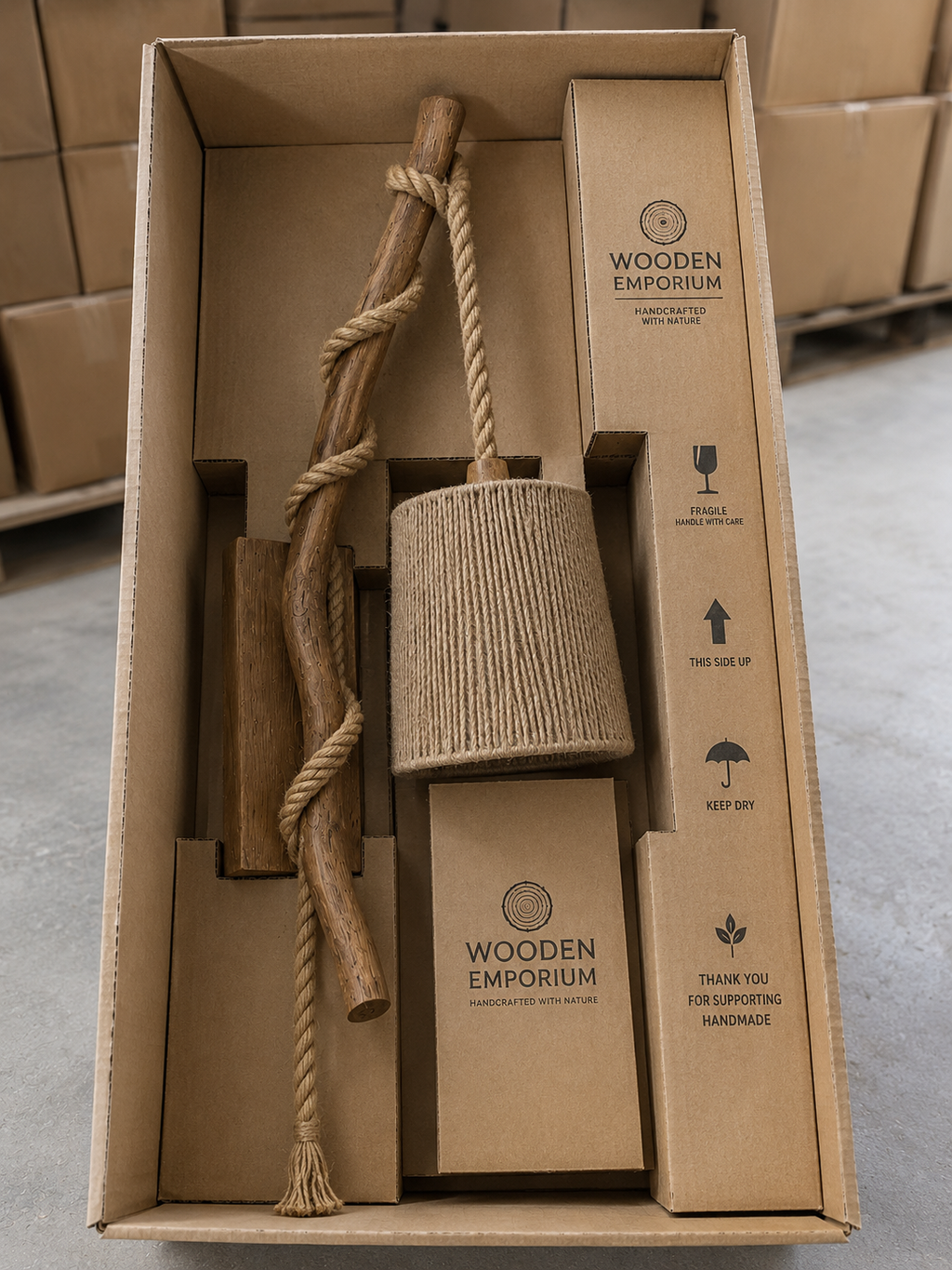 Rustic rope wood wall scone