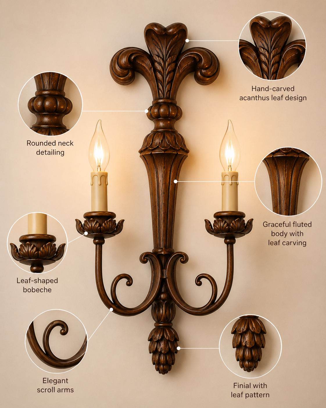 Rustic Oak Candle Sconce