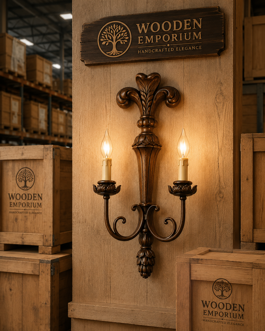 Rustic Oak Candle Sconce