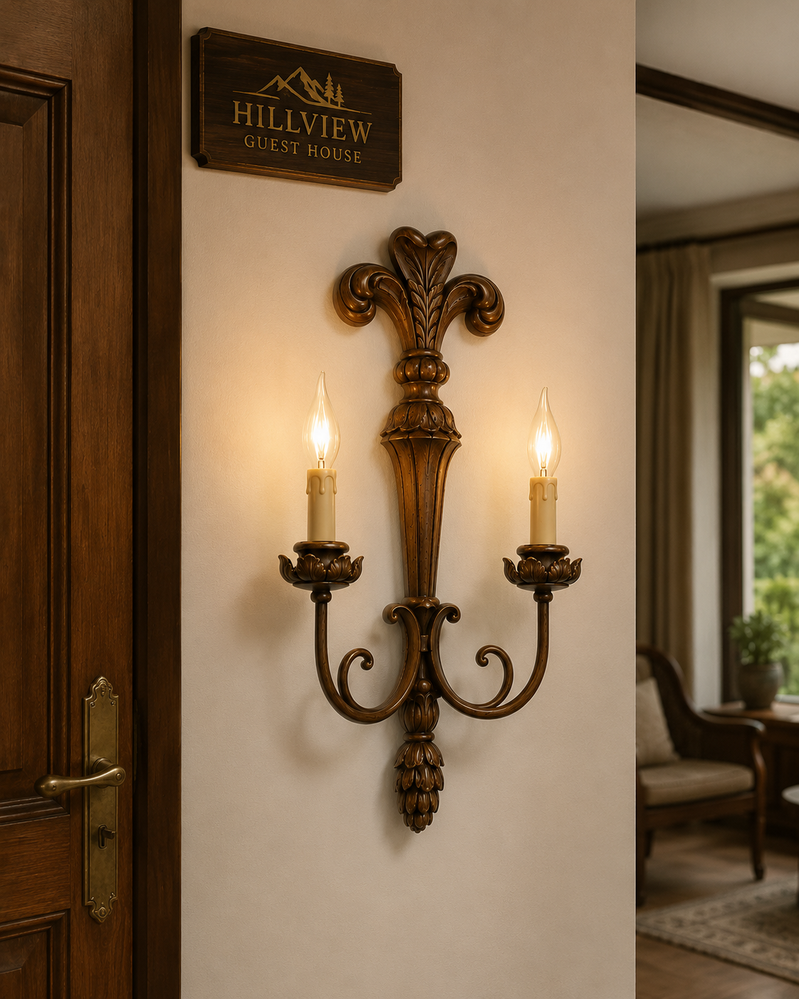 Rustic Oak Candle Sconce