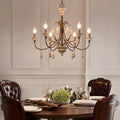 Farmhouse 6-Light Wood Chandelier French Country Candle Ceiling Light for Dining Room