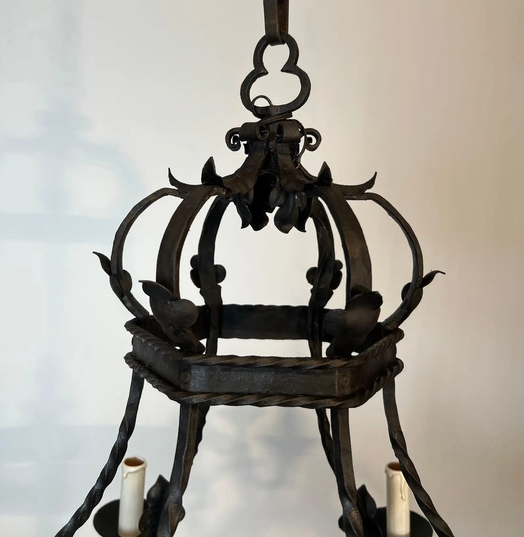 Wrought Iron Cage Chandelier With 7 lights in The Gothic Style