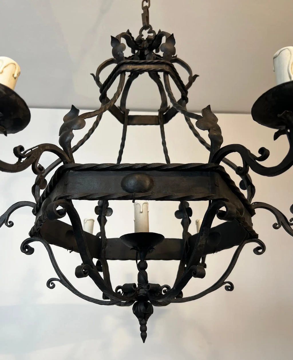 Wrought Iron Cage Chandelier With 7 lights in The Gothic Style