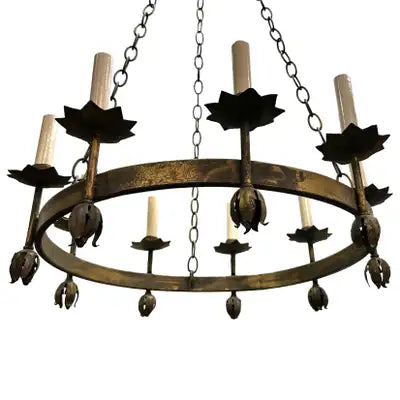 Vintage French Wrought Iron Chandelier