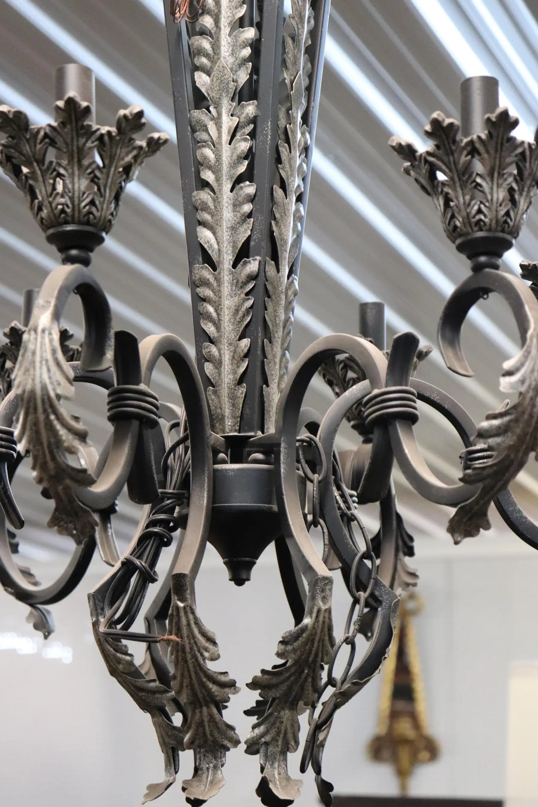 French Regency Style Wrought Iron Chandelier Circa 1960s