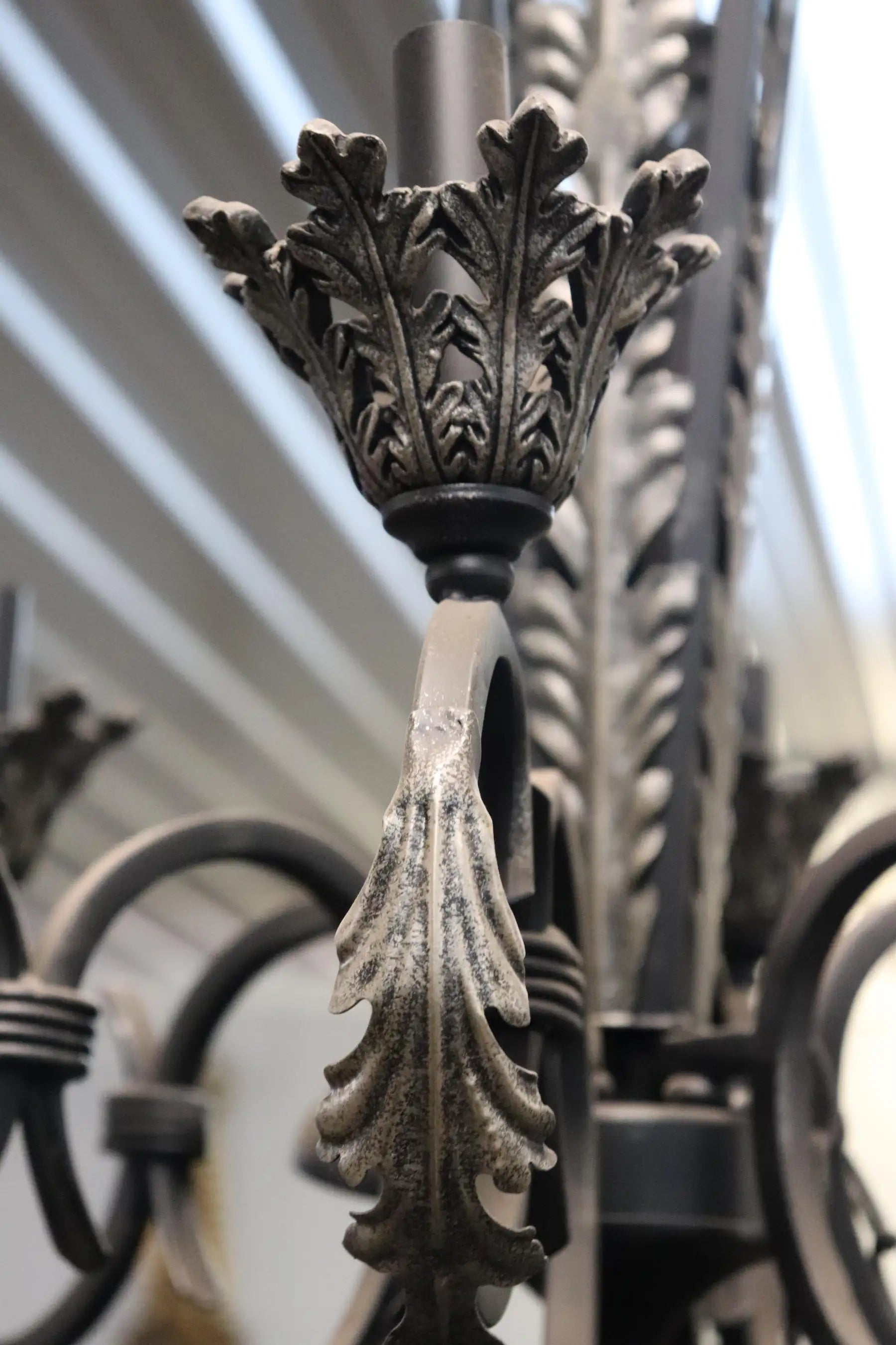 French Regency Style Wrought Iron Chandelier Circa 1960s