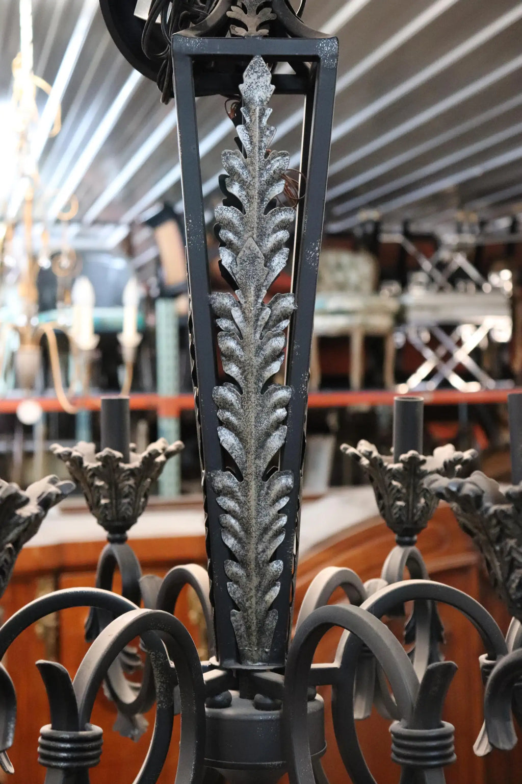 French Regency Style Wrought Iron Chandelier Circa 1960s