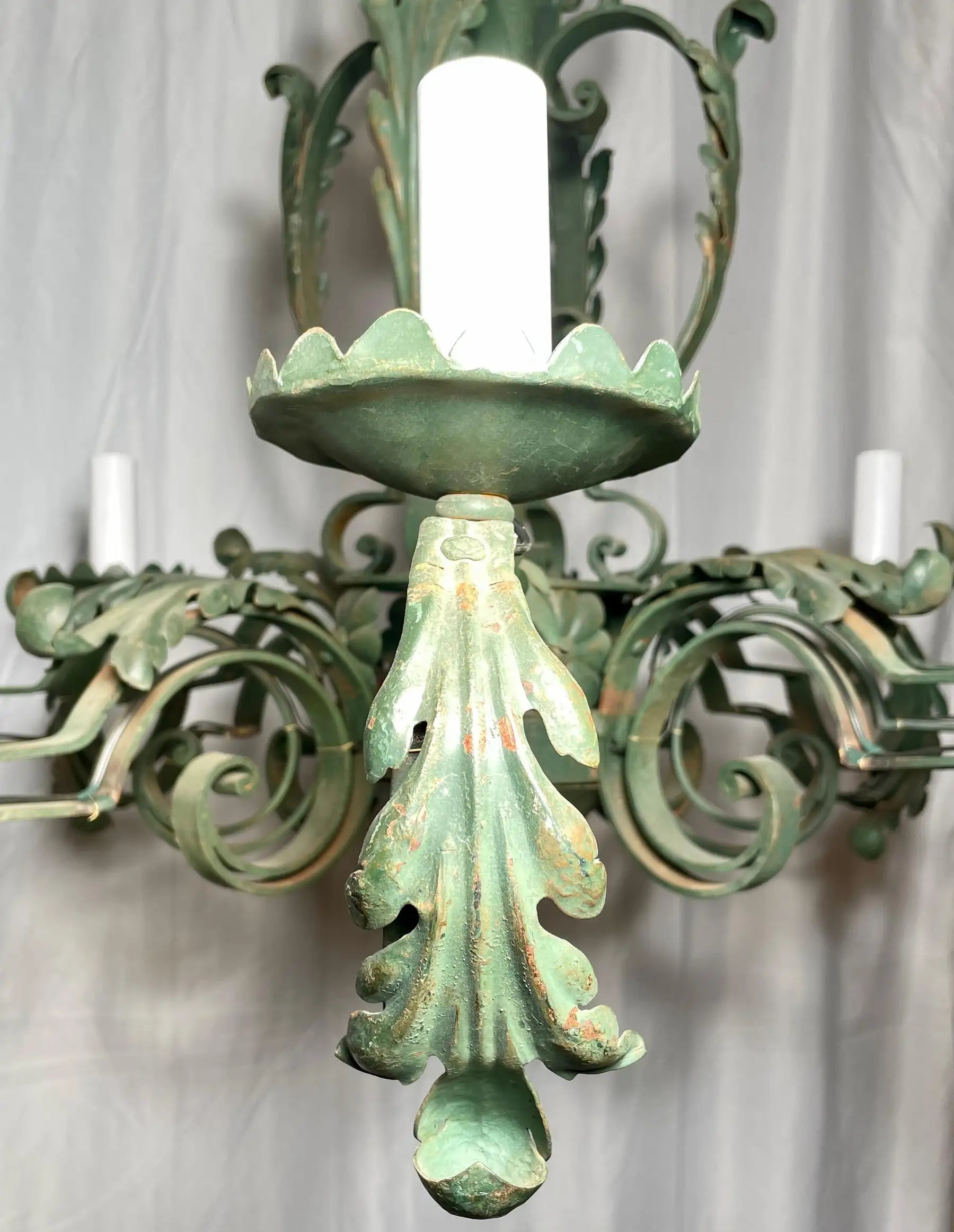 Antique French Provincial Iron Chandelier, Circa 1880