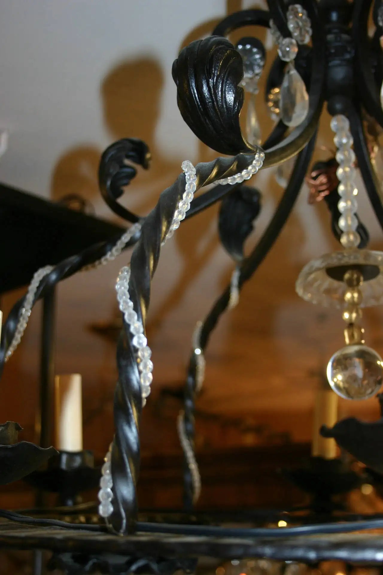 Wrought Iron Chandelier with Crystals