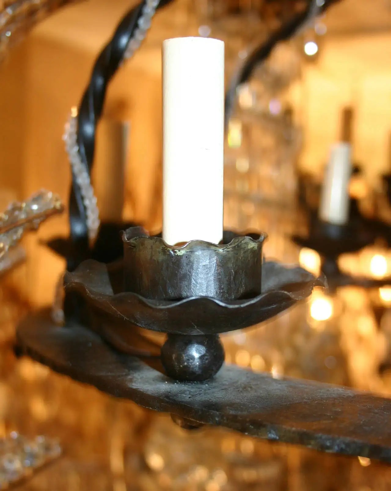 Wrought Iron Chandelier with Crystals