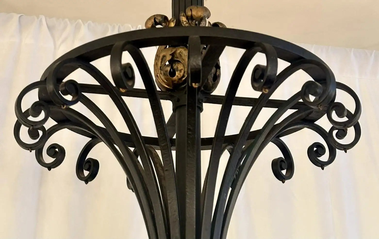 Grand Scale Antique French Wrought Iron Chandelier, Circa 1900.